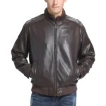 Men's Classic Fit Lambskin Leather Bomber Jacket
