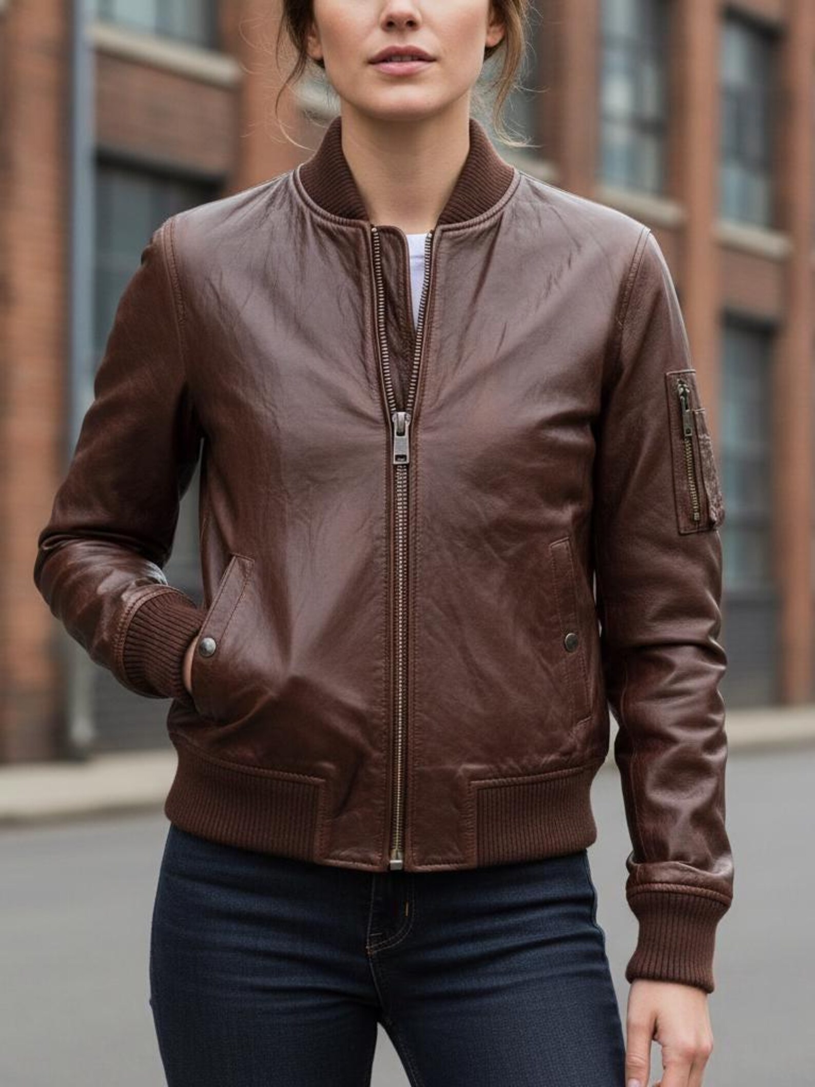 17 (1) Womens Dark Brown Lambskin Leather Bomber Jacket, 90s Womens Brown Leather Bomber Jacket, Ladies Leather Biker Jacket, Christmas Gift - Image 1