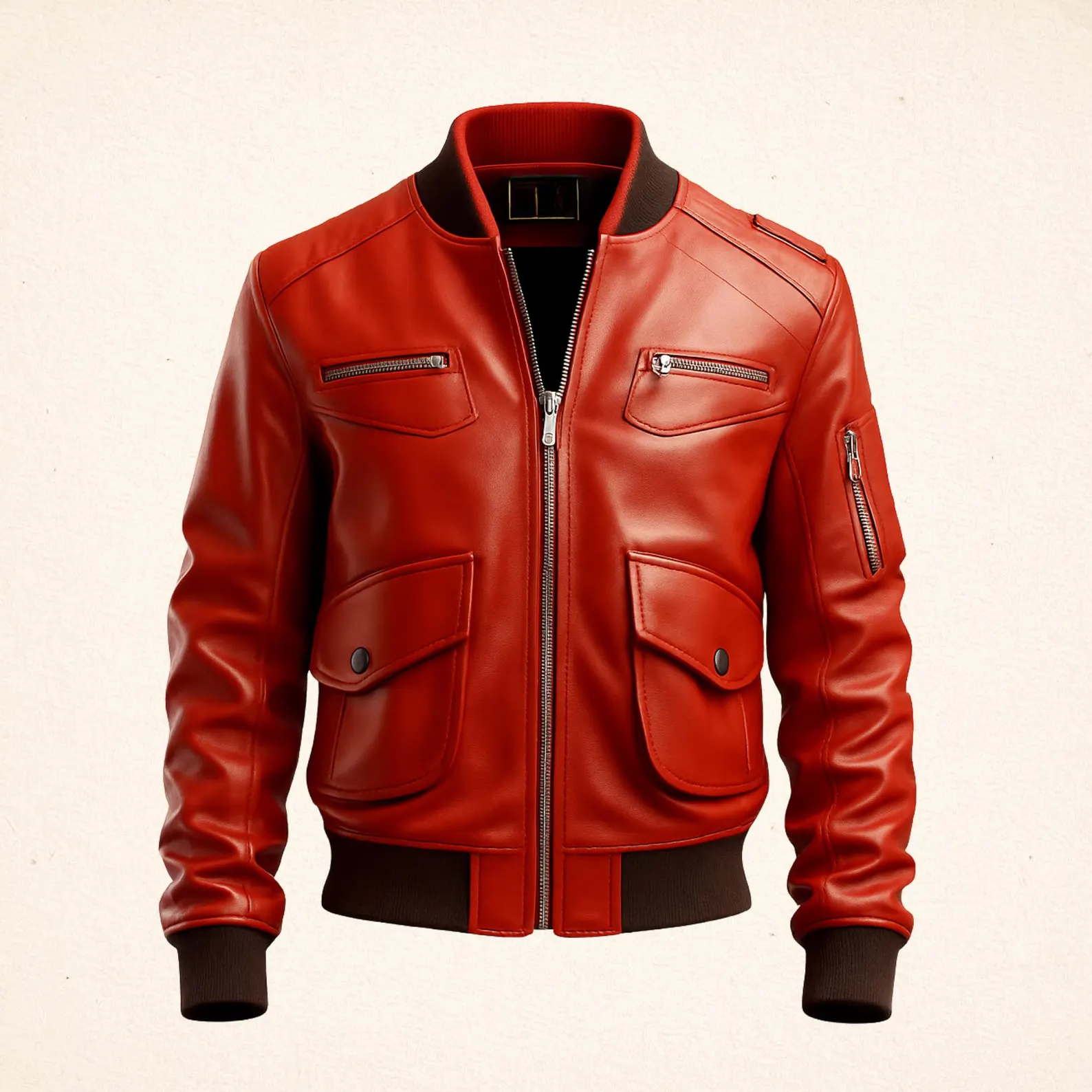 17 (1) Men's Sheepskin Leather Bomber Jacket | Handmade Sheepskin Leather Bomber Jacket | Vintage Inspired Leather Bomber Jacket - Image 1