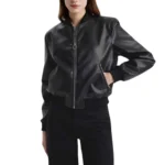Womens Bomber Black Leather Jacket
