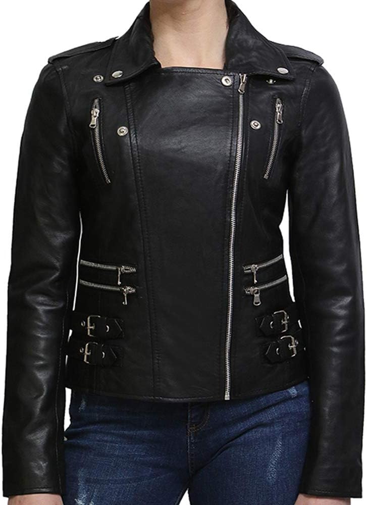 20 (3) Women's Genuine Leather Biker Jacket | Slim Fit, All-Weather Protection - Image 1