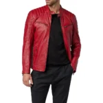 Red Leather Biker Jacket Mens