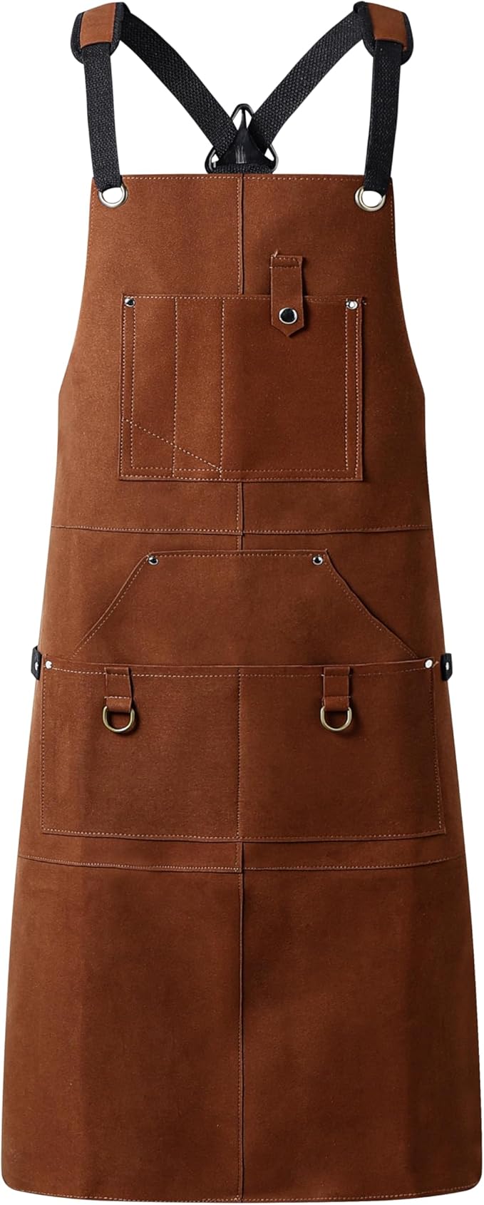 1 (1) Flame Retardant And Waterproof 6 Pockets Leather Tool Apron for Outdoor Woodwork, Grilling - Image 1