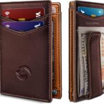 Magnetic Closure Slim Wallet for Men with Money Clip Gift Boxed,Genuine Leather Front Pocket Wallet, 3.9"x 2.7", RFID Blocking