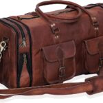 Genuine Leather Duffle Bag 24 Inch Handmade Vintage Travel Case Luggage Bags for Men, Overnight Carry On Duffel Bag Medium Weeken