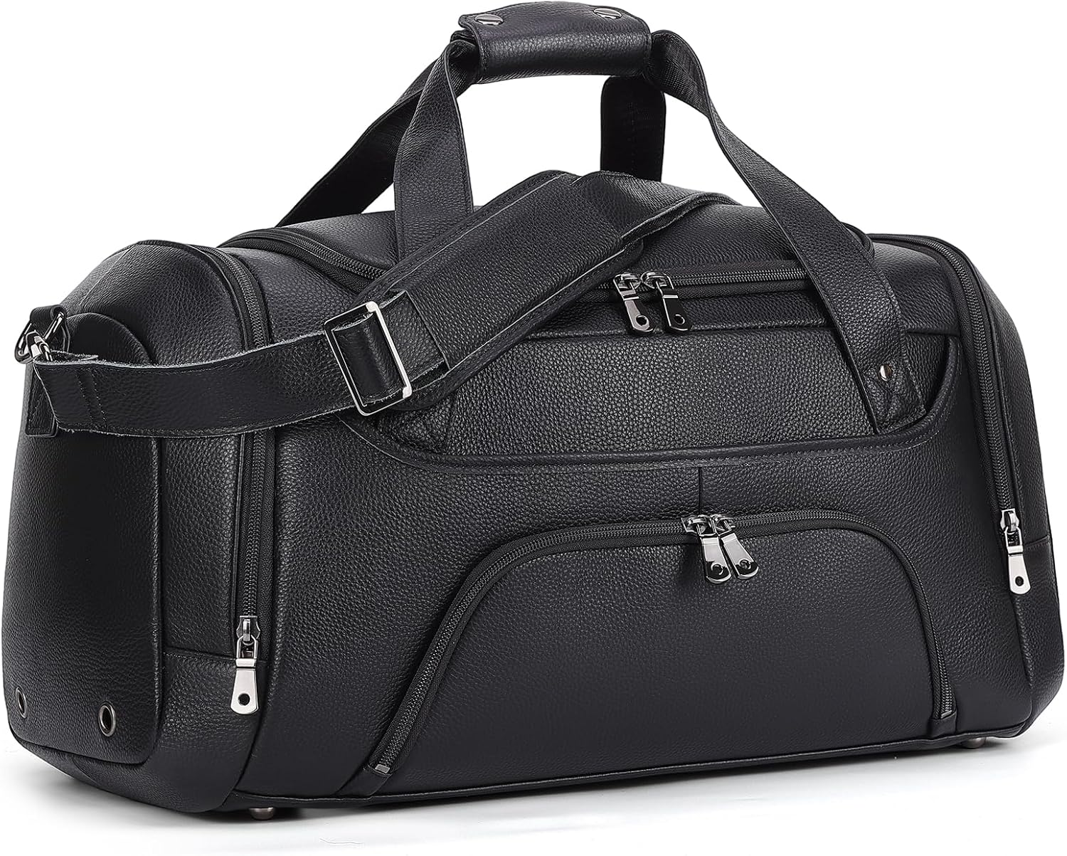 4-1.jpg TIDING 21" Leather Travel Duffle Bag for Men Women, 40L Gym Sports Duffel Bag Waterproof Weekender Overnight Luggage Bag with Shoe Compartment - Image 1