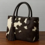 Real Cowhide Hair-On Tote Shoulder Bag Western Fringe Leather Handbag for Women