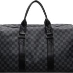 Travel Duffel Bag, PU Leather, Gym, Handheld, Messenger Bag, Foldable, Weekender Bag with Shoe Compartment, Business Travel, Waterproof Tote Bag, 40L.