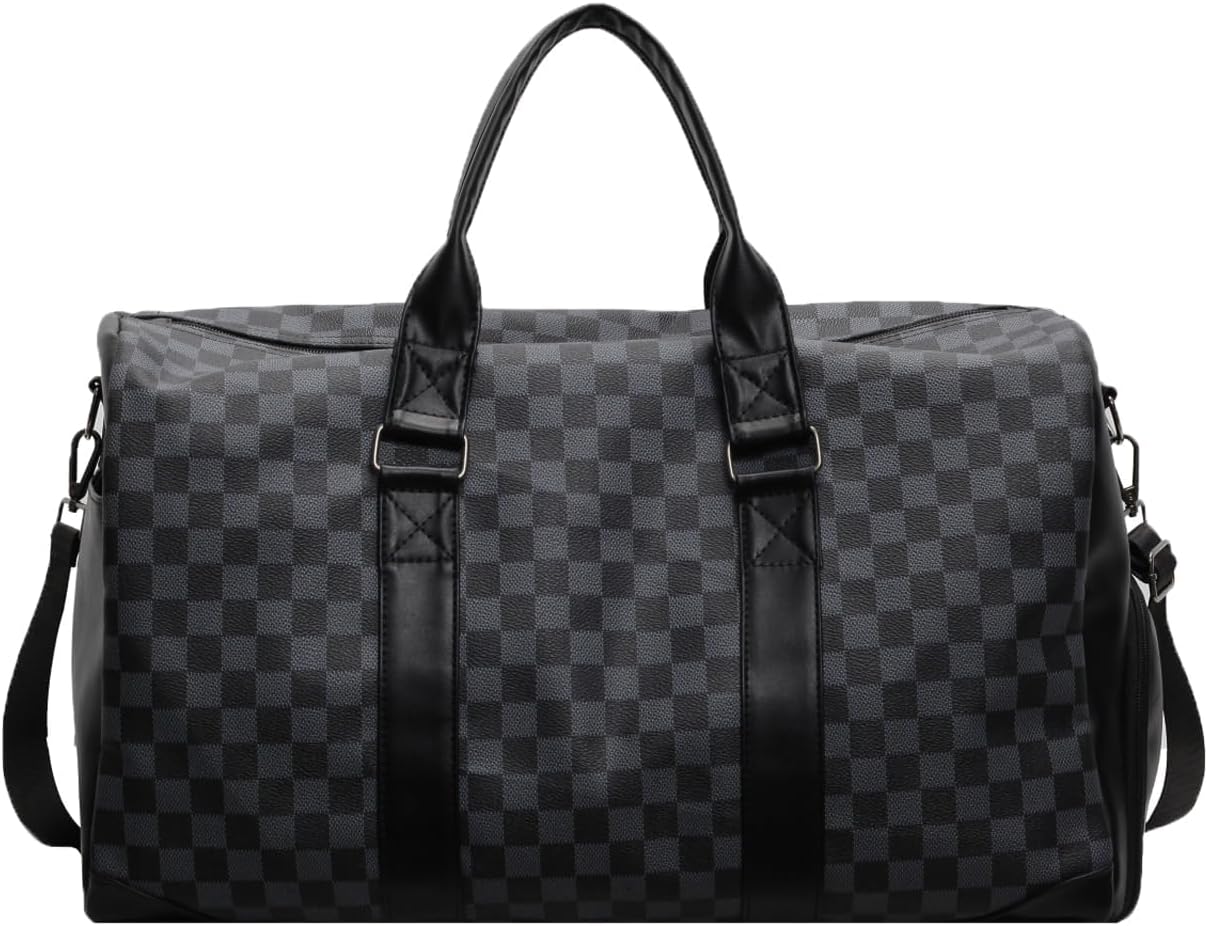 8-1.jpg Travel Duffel Bag, PU Leather, Gym, Handheld, Messenger Bag, Foldable, Weekender Bag with Shoe Compartment, Business Travel, Waterproof Tote Bag, 40L. - Image 1