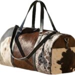 Real Cowhide Leather Duffel Bag Cow skin Hairon Leather Exotic Travel Sports Bag Large Size Gym Bag Overnight Bag Choose your Color (Tricolor)